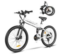 SAMEBIKE LO26-II Mountain Electric Bicycle for Adults Removable 48V14AH Battery 26 Inch Folding Electric Bikes with Color LCD Display SHIMANO 21 Speed Ebikes White