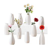 Sameme 5'' White Ceramic Bud Vases Set of 10,Small Vases in Bulk for Flowers,Mini Vases for Centerpieces,Modern Vases for Floral and Pampas Grass,Boho Vases for Wedding,Party,Table Home Decor…