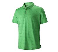 SAMERM Mens Golf Shirt Short Sleeve Print Performance Moisture Wicking Dry Fit Polo Shirts for Men, Green Golf Club Shirt, XXL