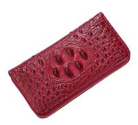 SAMEZA Alligator Pattern Split Leather Clutch Bag Men's Wallets Business Handbag Crocodile Male Clutch Wallet Card Holder Purse,red,1