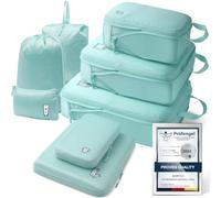 Samfolk Compression Packing Cubes for Suitcases Packing Cubes Compression Set Waterproof Suitcase Organiser Bags for Travel Suitcase Luggage Packing Organizer Bags Travel Essentials LakeBlue 8 Set