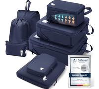Samfolk Compression Packing Cubes for Suitcases Packing Cubes Compression Set Waterproof Suitcase Organiser Bags for Travel Suitcase Luggage Packing Organizer Bags Travel Essentials Blue 8 Set