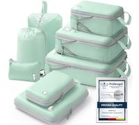 Samfolk Compression Packing Cubes for Suitcases Packing Cubes Compression Set Waterproof Suitcase Organiser Bags for Travel Suitcase Luggage Packing Organizer Bags Travel Essentials Green 8 Set