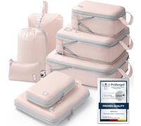 Samfolk Compression Packing Cubes for Suitcases Packing Cubes Compression Set Waterproof Suitcase Organiser Bags for Travel Suitcase Luggage Packing Organizer Bags Travel Essentials Pink 8 Set