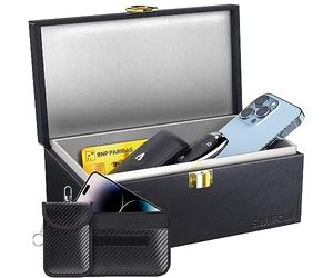 Samfolk Faraday Box and Pouch 2 Pack, 8.6 x 5.1x 4.1 inches Faraday Box for Car Keys, Keyless Entry Car Key Safe Protector, Anti-Theft Signal Blocking Cages