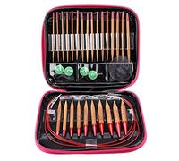 Samfox Circular Knitting Needles Ring Set,13 Pcs Interchangeable Carbonized Bamboo Needles Set for Knitting Knitting Crochet Needles (2.75mm-10mm),Brown