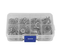 Samfox 200Pcs Stainless Steel Washer Sets Flat Washer, M5-M10 Stainless Steel Flat & Spring Washer Tool Kit with Box for Bolts and Nuts and Threaded Rods