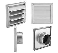 Samfox Vents - 100mm Stainless Steel Air Vent Square Tumble Dryer Extractor Wall Air Vent Exhaust Cover Outlet