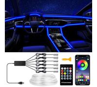 SAMGCHI Interior Car LED Strip Lights, RGB 6 in 1 Ambient Lighting Kits with 315 inches Fiber Optic, 16 Million Colors Music Sync USB Car Interior Lights with Wireless APP/Button/RF Remote Control
