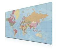 Samgula Desktop Mat World Map Full Desk Mouse Pad, Office Gaming Mousepad Large Mousepad, Computer Pad Non-Slip Rubber Base Waterproof with Stitched Edges, 35.4 X 15.7 in for Work/Game/Office/Home