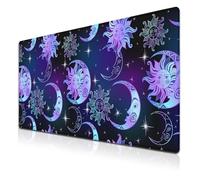 Samgula Gaming Mouse Pad Purple Desktop Mat Extra Large Mouse Pads Computer Desk Mat Pc Gaming Mat Waterproof Non-Slip Rubber Base 35.4" X 15.7" for Game Office, Magical Sun and Moon Stars
