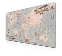 Samgula Gaming Mouse Pad Retro Long Mousepad, Large Desk Pads Computer Desk Mat, The Desk Pad Non-Slip Rubber Base, 35.4 X 15.7 inch for Work/Game/Office/Home World Map with Balloons and Animals