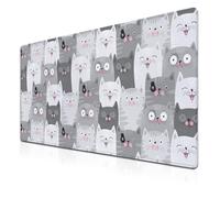 Samgula Keyboard Mouse Pad Funny Gray Cats, Large Mousepads Computer Desk Mat, XXL Gaming Mouse Pad Non-Slip Rubber Base Waterproof with Stitched Edges, 35.4 X 15.7 inch for Work/Game/Office/Home