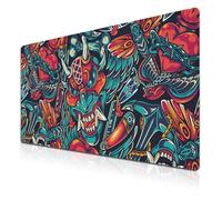Samgula Keyboard Pads Modern Desk Mat Gaming Mousepad XXL Mouse Pads Office Items Non-Slip Rubber Base Waterproof with Stitched Edges 35.4 X 15.7 for Game Office, Vintage Tattoos Art