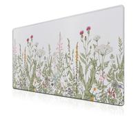 Samgula Large Gaming Mouse Pad Flowers, Gaming Desk Mats Extra Large Mouse Pads, XXL Mousepad Non-Slip Rubber Base with Stitched Edges, 35.4 X 15.7 inch for Work/Game/Office/Home Romantic Floral