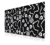 Samgula Long Black Mouse Pad for Keyboard, Large XXL Mouse Pad, Gaming Desk Mat with Non-Slip Rubber Base, 14 x 16 inches, for Work/Gaming/Office/Home, Skeletons