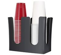 Samhe Cup Dispenser, Coffee Cup and Lid Holder for 5oz-16oz Paper Plastic Cups, Cup Organizer for Bathroom Countertop Coffee Bar Office Breakroom