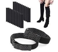 SamHeng 1 Pair Knee Boot Straps with Extra 20 Pcs Backing Tape Sticker, Non-Slip Adjustable Belt for Boots Self-Adhesive Elastic Belt with Adhesive Tape Hook Sticker to Prevent boots From Falling