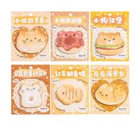 SamHeng 180 Sheets Cute Food Sticky Notes, 6 Pack Cartoon Aniaml Gourmet Sticky Notepads Flags Index Tabs, Self-Stick Memo Pads Page Markers Lovely Reminder Note Pads for Home Office School Decor
