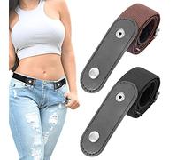 SamHeng 2 Pack No Show Buckle Belt for Women Men Buckle-Free Invisible Elastic Waist Belts for Jeans Unisex Adjustable Buckleless Belt for Pants