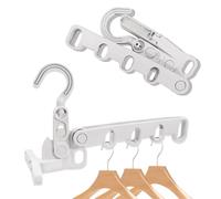 SamHeng 2 Pcs Foldable Travel Hangers, Grey Clothes Airer Indoor Folding Clothes Drying Rack with 5 Holes, Portable Clothes Hanger Space Saving Closet Organizer for Home Camping Hotel Apartments