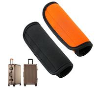 SamHeng 2 Pcs Neoprene Luggage Handle Wrap, Waterproof Suitcase Handle Cover Travel Identifiers, Bright Color Detachable Handle Grip Cover Protector Saddle for Travel Bag Stroller (Black+Orange)