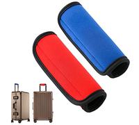 SamHeng 2 Pcs Neoprene Luggage Handle Wrap, Waterproof Suitcase Handle Cover Travel Identifiers, Bright Color Detachable Handle Grip Cover Protector Saddle for Travel Bag Stroller (Red+Blue)