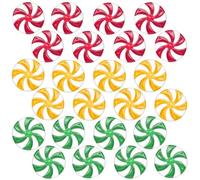 SamHeng 24 Pcs Christmas Candy Decor, 1.3 Inch Acrylic Xmas Lollipop Hanging Ornaments for Christmas Trees Wreaths, DIY Windmill Candy Pendant Decoraiton for Festival Holiday Party Favors (3 Colors)