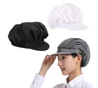 SamHeng 3 Pcs Chef Hat, Adjustable Unisex Kitchen Cooking Cap with Brim, Half Mesh Half Cloth Breathable Catering Hats Hair Nets for Restaurant for Chefs Servers Industrial Workers Cleaners Bakers