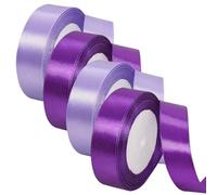 SamHeng 4 Rolls Fabric Satin Ribbons, 2cm x 22M Solid Color Decorative Ribbons for Gift Wraping, DIY Craft Ribbons Embellish Ribbons for Bouquet Wedding Party Decoration Hair Bows Making (Purple)