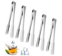 SamHeng 5 Pcs Stainless Steel Ice Tongs, 6 Inch Mini Serving Tongs, Small Sugar Tongs, U-Shaped Design, Perfect for Food, Dessert, Buffet, Wedding, Party