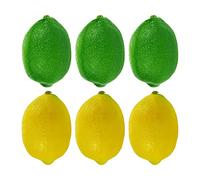 SamHeng 6 Pcs Artificial Lemons Fruit Decoration, Lifelike Green Lemons Yellow Lemons Fake Fruits Toy for Home Kitchen Party Decoration Photography Props