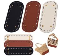 SamHeng 6 Pcs Bag Bases for Crochet, 3 Colors PU Leather Handmade Bag Bottom Pad, Oval Bottom Bag Bases with Holes for for DIY Shoulder Bags Handbag Bottom Shaper Mat Purse Making (22x10cm/18x5cm)