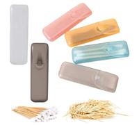 SamHeng 6 Pcs Mini Toothpick Holder, Translucent Portable Pocket Size Cotton Swab Holder Dental Floss Box Multipurpose Ear Pick Jewelry Tiny Spoons Storage Container for Outdoor Travel Daily Use