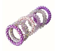 SamHeng 6 Pcs Spiral Hair Ties, Multi-style Traceless Phone Cord Plastic Hair Coil Bands, No Damage Waterproof Ponytail Holder Hair Bands for Women Girls Hair Bobbles Hair Accessories (Purple Series)