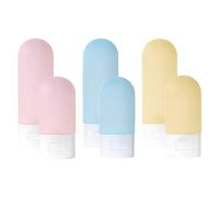 SamHeng 6 Pcs Travel Bottles for Toiletries, 3 Colors 30ml/50ml Refillable Squeezable Container, Small Empty Plastic Leak Proof Squeeze Bottles for Liquids Shampoo Conditioner Lotion Shower Gel