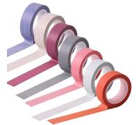 SamHeng 7 Rolls Washi Tape Set, 15mm Wide Simple Grid Pattern Masking Tape Pastel Sticky Paper Adhesive Tape, Decorative Tapes for DIY Crafts Journal Gift Wrapping Card Making Planners Scrapbook