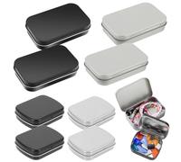SamHeng 8 Pcs Tins Containers, 95mm/60mm Rectangular Tin Box Portable Metal Empty Hinged Tins Cans, Small Basic Necessities Home Storage Organizer with Lid for Keys Candy Biscuits Coin Pill Jewelry