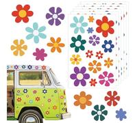SamHeng 96 Pcs Daisy Flower Stickers, Multi-Size Decorative Car Body Decals, Multipurpose Self-Adhesive Colorful Floral Stickers for Bedroom Nursery Window Home Flower Graffiti Wall Stickers Decor