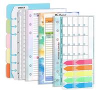SamHeng A6 Refill Paper Set, Colorful Weekly Planner Monthly Calendar Budget Planner for 6 Ring Notebook Binder, 200 Pcs Index Tabs, Clear Binder Pocket and Ruler, 5 Pcs Colored Index Dividers