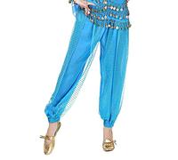 SamHeng Belly Dance Harem Pants, Women's Chiffon Tribal Arabic Trousers, Sequin Shiny Loose Belly Dance Costume Bloomer Trouser for Belly Dancing Yoga Pilates Zumba Party Performance Costume