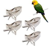 SamHeng Bird Cage Food Holder Clips, 4 Pack Stainless Steel Cuttlefish Holder for Bird Cage, Durable Fruit & Vegetable Feeder for Parrot, Cockatiel, Small Birds