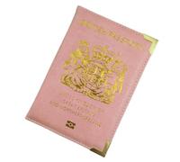 SamHeng British Passport Holder, Portable UK Passport Cover for Women Men, PU Leather Travel Wallet Case Organiser for Passport Credit Cards Boarding Passes (Pink)