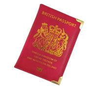 SamHeng British Passport Holder, Portable UK Passport Cover for Women Men, PU Leather Travel Wallet Case Organiser for Passport Credit Cards Boarding Passes (Red)