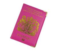 SAMHENG British Passport Holder, UK Passport Wallet for Men Women, PU Leather Passport Cover for Travel by （Hot Pink）