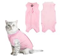 SamHeng Cat Professional Recovery Suit, Kitten Surgery Recovery Suit for Abdominal Wounds or Skin Diseases, Cats Anti Licking Vest Bodysuit, E-Collar Alternative for Cats after Surgery Wear (Pink-M)
