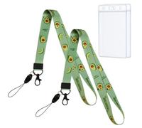 SamHeng Colorful Lanyard with Clear Card Holder, 2 Pack Neck Lanyard with Transparent ID Badge Card Holder, Neck Strap with Card Case for Kids Women Men Office Exhibitions School Use (Avocado)