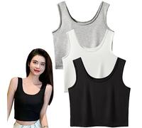 SamHeng Crop Tank Tops for Women 3 Pack Sleeveless Sport Crop Tops for Lady Girls Daily Wearing