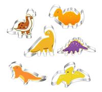 SamHeng Dinosaur Cookie Cutter Set, 6 Pcs Biscuit Cutters