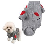 SamHeng Dog Sweatshirt Turtleneck Small Dog Hoodie Fleece Inside Dog Jumper Pet Dog Cat Sweater Pullover Warm Dog Clothes with Heart Print for Teddy Chihuahua Schnauzer Indoor Outdoor Wear (Grey-L)
